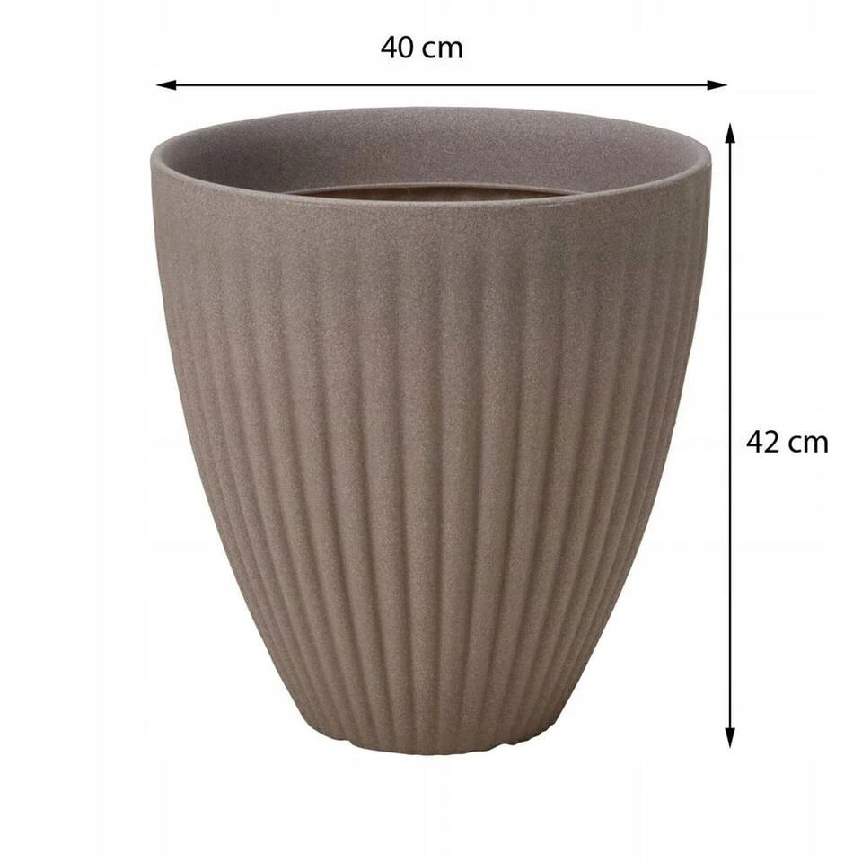 Pro Garden 3 X Bloempot Lotus Rond 40x42cm Taupe - Afbeelding 2