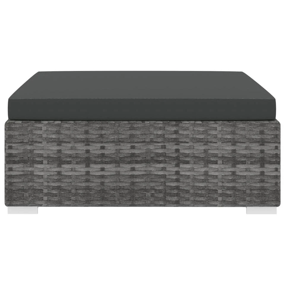 VidaXL Voetensteun 1 St Met Kussen Poly Rattan Grijs - Afbeelding 2