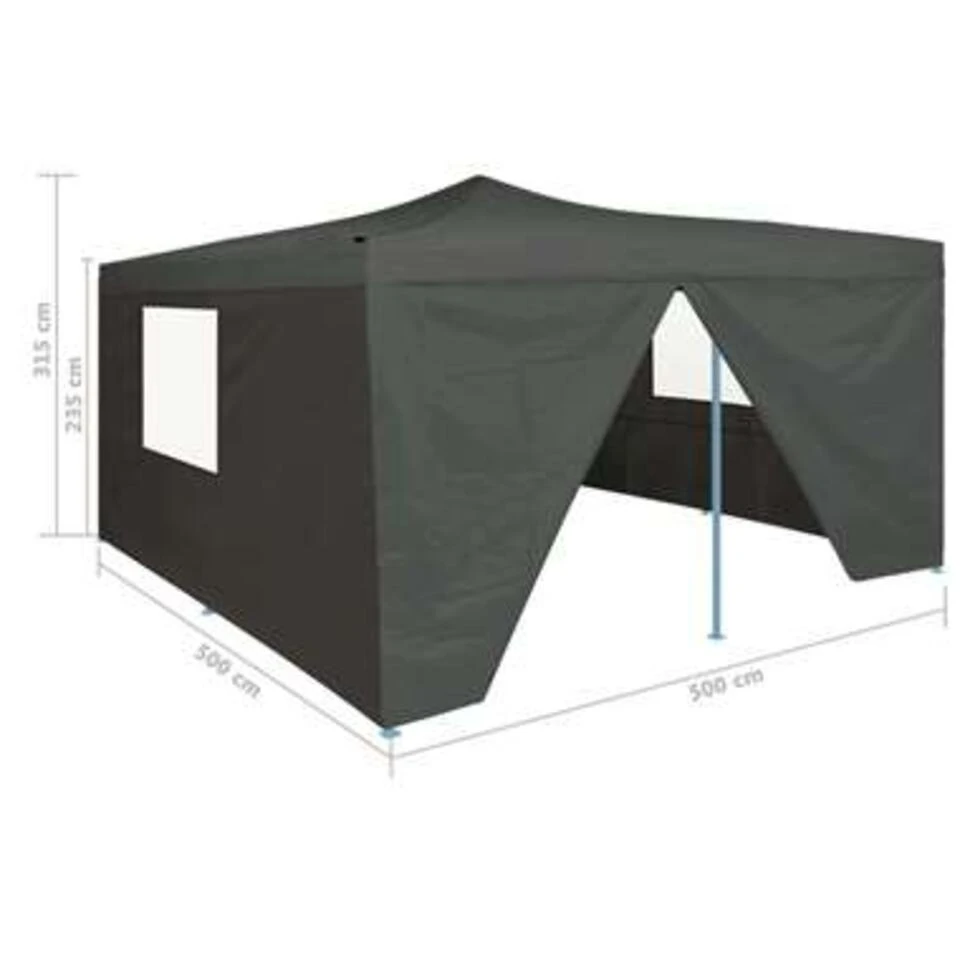 VidaXL Prieel Inklapbaar Met 4 Zijwanden 5x5 M Antraciet - Afbeelding 3