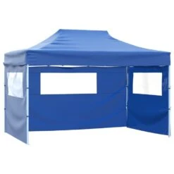 VidaXL Partytent Met 3 Zijwanden Inklapbaar 3x4 M Staal Blauw