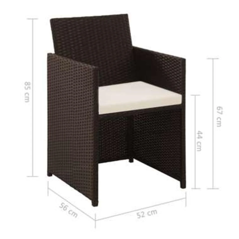 VidaXL 4-delige Loungeset Met Kussens Poly Rattan Bruin - Afbeelding 4