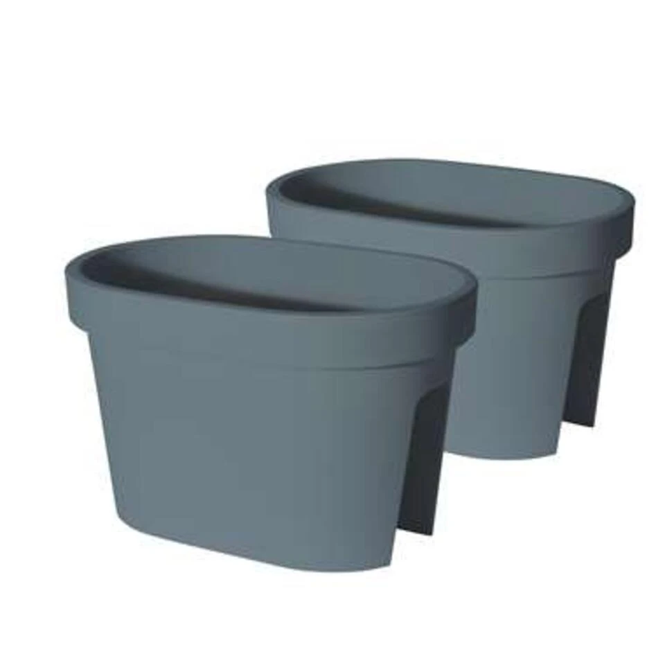 Merkloos Balkon Plantenbak - Blauw - Kunststof - Ovaal - 40 X 25 Cm - Afbeelding 2