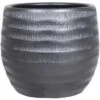 Floran Bloempot - Zwart - Relief - Keramiek - 29 X 26 Cm