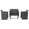 VidaXL 4-delige Loungeset Met Kussens Poly Rattan Grijs 70x40x38 Cm