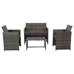 VidaXL 4-delige Loungeset Met Kussens Poly Rattan Grijs 70x40x38 Cm