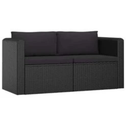VidaXL 2-delige Loungeset Met Kussens Poly Rattan Zwart