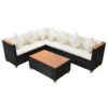 VidaXL 4-delige Loungeset Met Kussens Poly Rattan Zwart