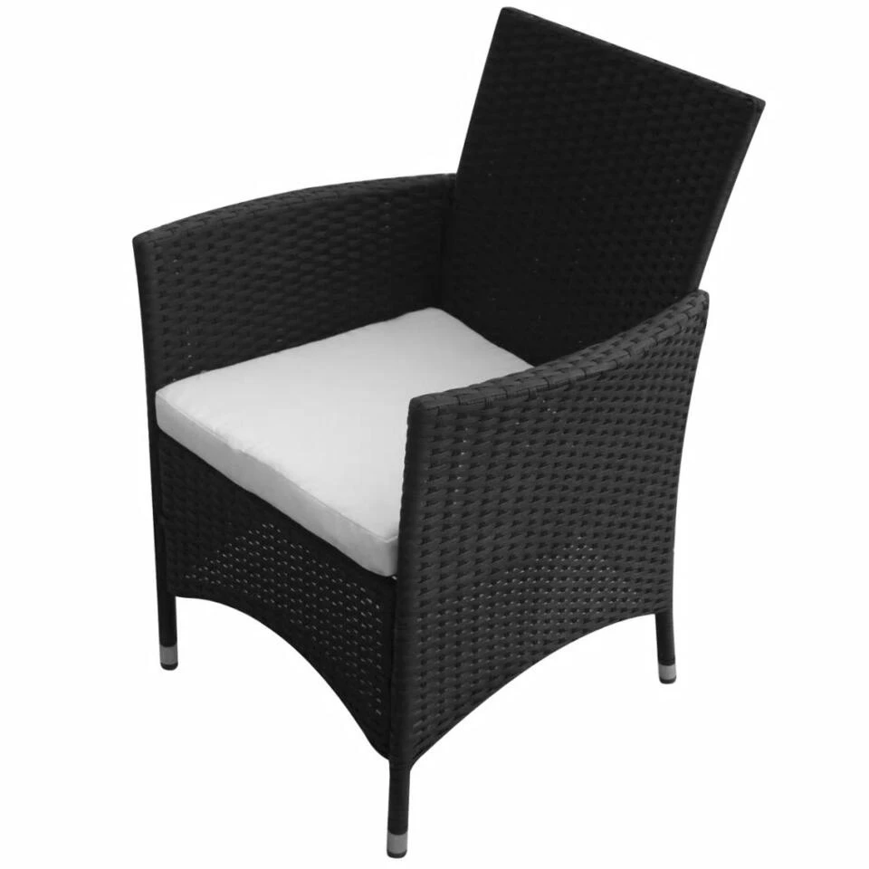 VidaXL Tuinstoelen 2 St Poly Rattan Zwart - Afbeelding 2