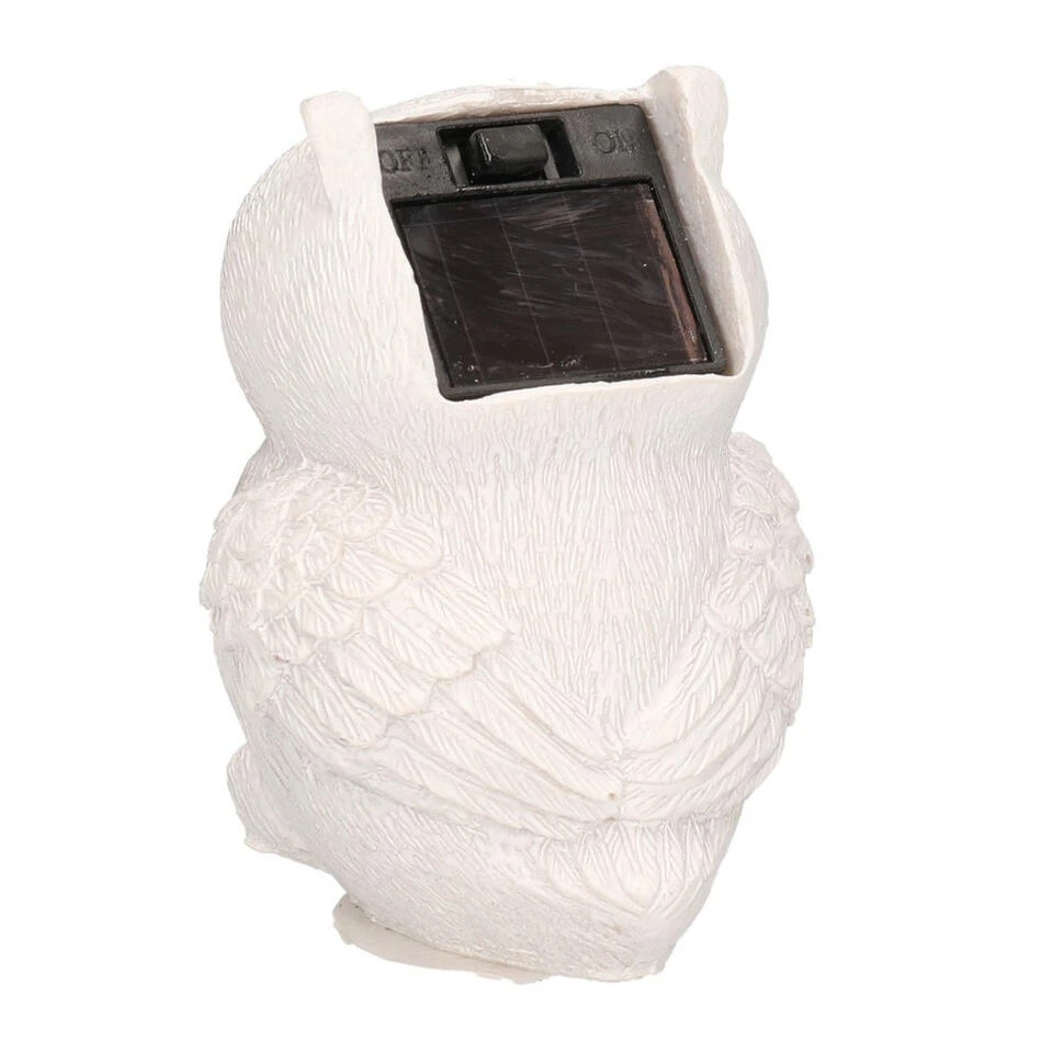 Merkloos Tuinbeeld - Uil - Met Solar Verlichting - Polystone - 9 Cm - Afbeelding 2