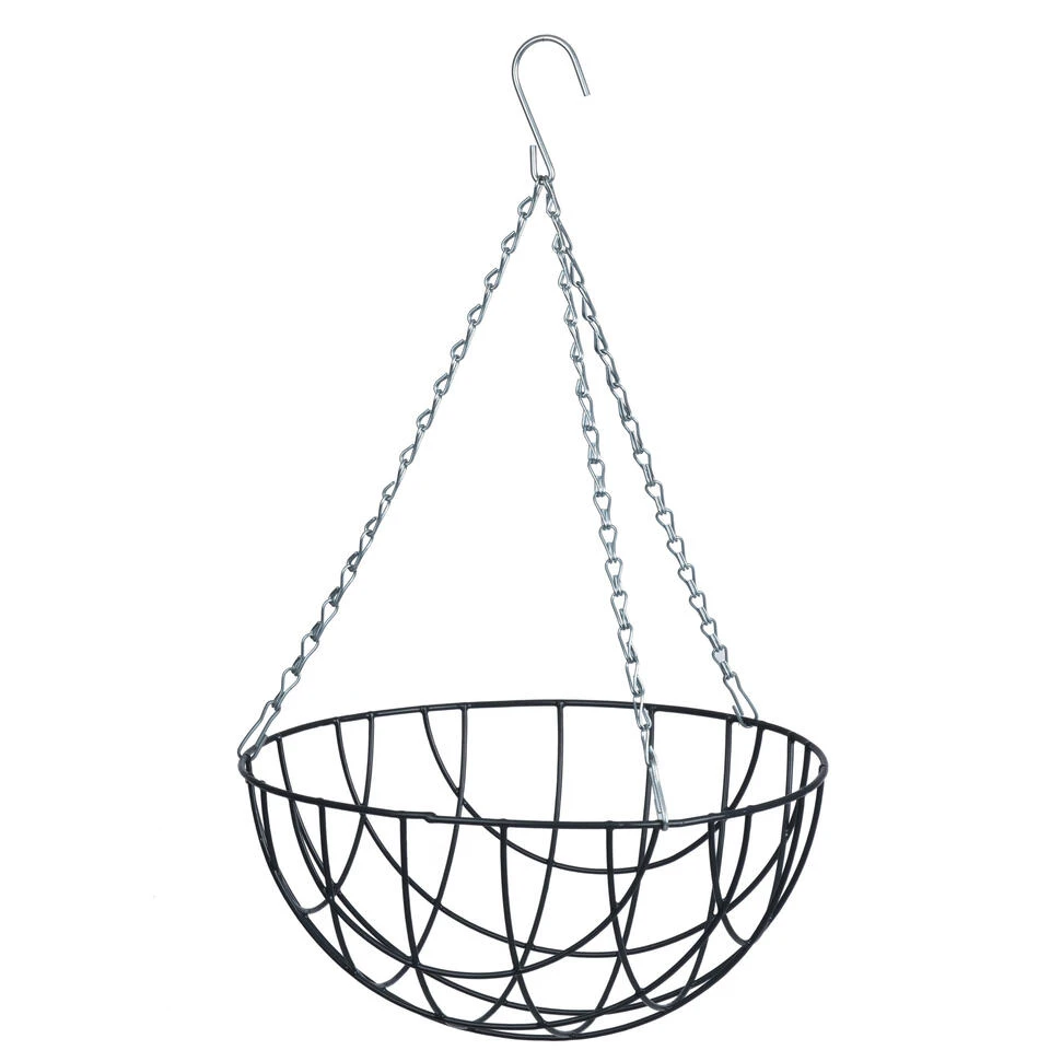 Nature Hanging Basket - Metaaldraad - Donkergroen - 13 X 25 X 25 Cm