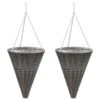 VidaXL Bloemenmanden Hangend 2 St Poly Rattan Grijs