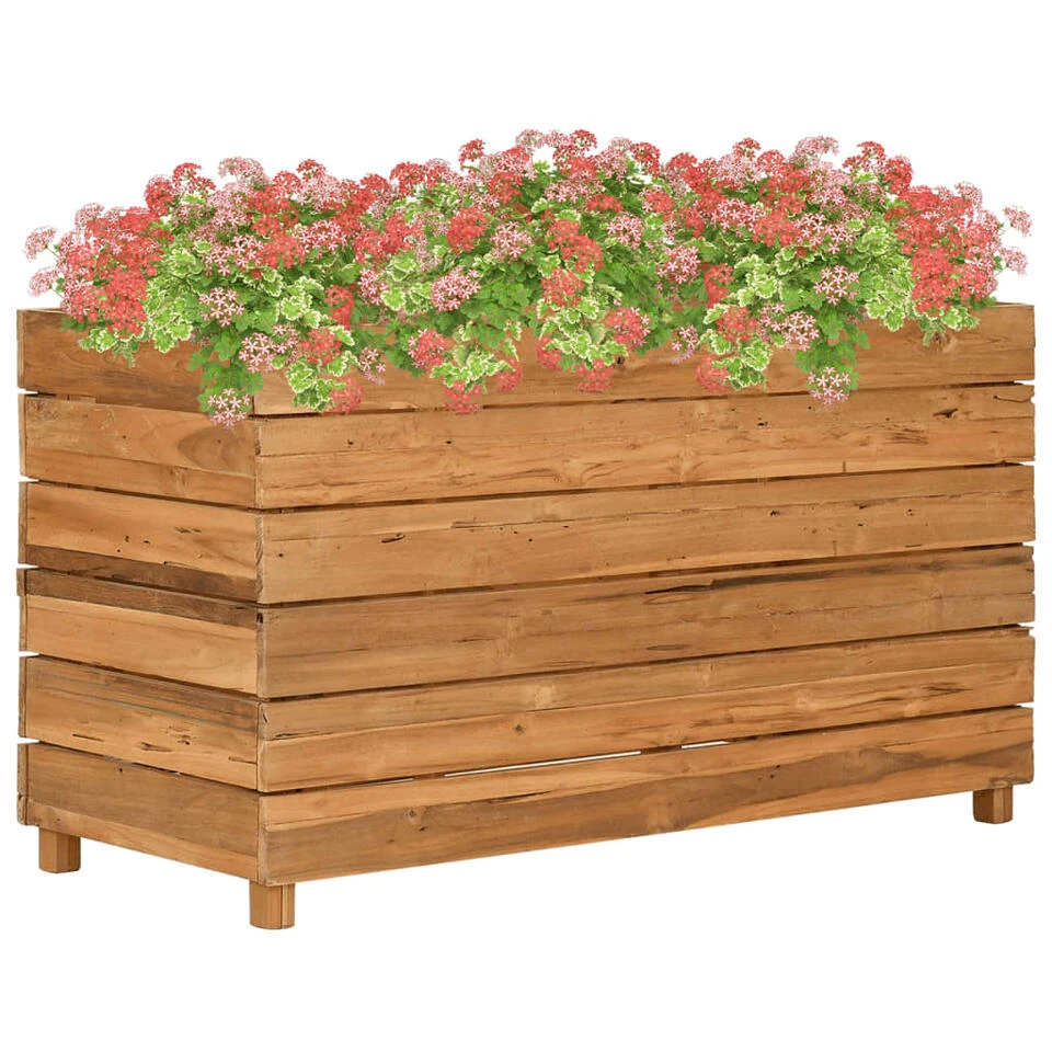 VidaXL Plantenbak Verhoogd 100x40x55 Cm Gerecycled Teakhout En Staal