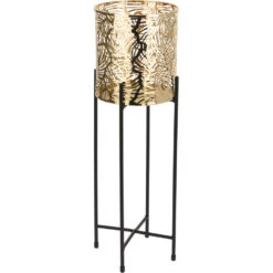 Merkloos Bellatio Design Plantenpot - Standaard - Zwart En Goudkleurig - 15 Cm