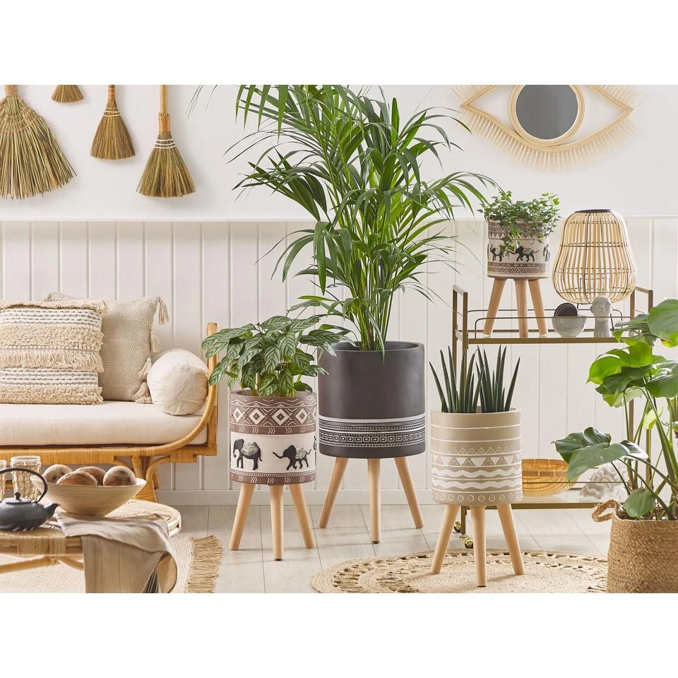 Beliani Plantenbak Voor Buiten ACHILIO - Bruin Magnesiumoxide - Afbeelding 2