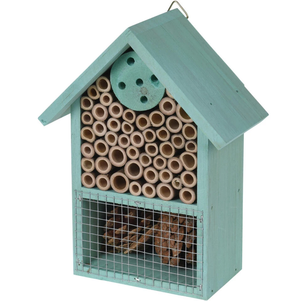 Merkloos Insectenhotel - Blauw - Hout - 20 Cm