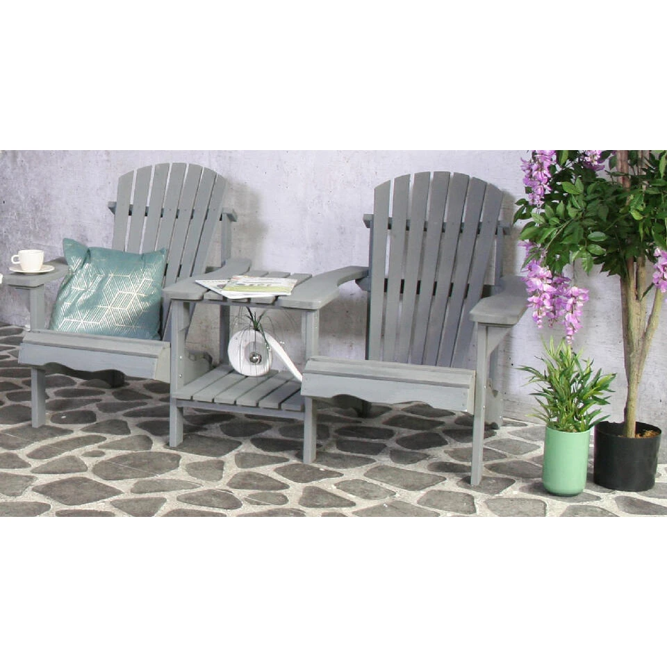 SenS-Line Adirondack Dubbele Tuinstoel - Hout - Grijs - Afbeelding 4