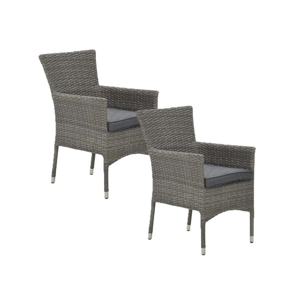 Garden Impressions Jerba Tuinstoel Grijs - 2 Stuks