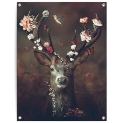 Tuinposter Hert 80x60 Cm Bruin