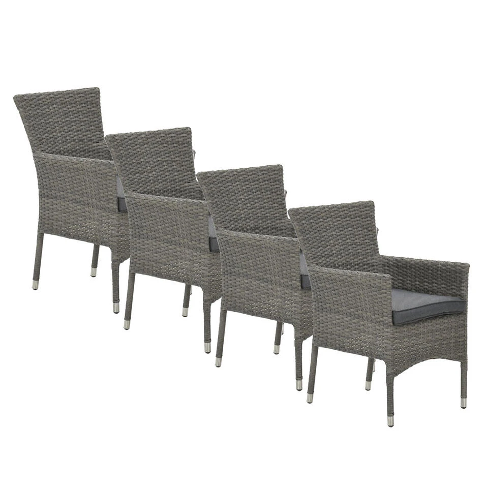 Garden Impressions Jerba Tuinstoel Grijs - 4 Stuks