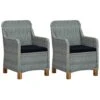 VidaXL Tuinstoelen 2 St Met Kussens Poly Rattan Lichtgrijs