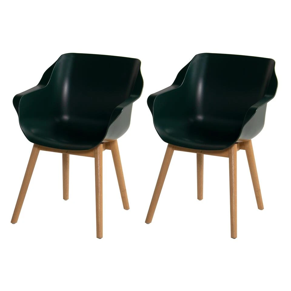 Set Van 2- Hartman Sophie Studio Diningstoel- Night Green- Teak Poot