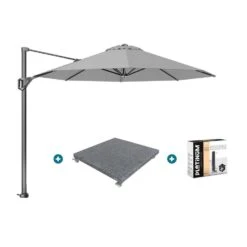 Platinum Voyager Ronde Zweefparasol T1 3 M. - Light Grey + Voet + Hoes