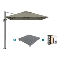 Platinum Voyager Zweefparasol T1 2.5x2.5 M. - Taupe Met Voet En Hoes