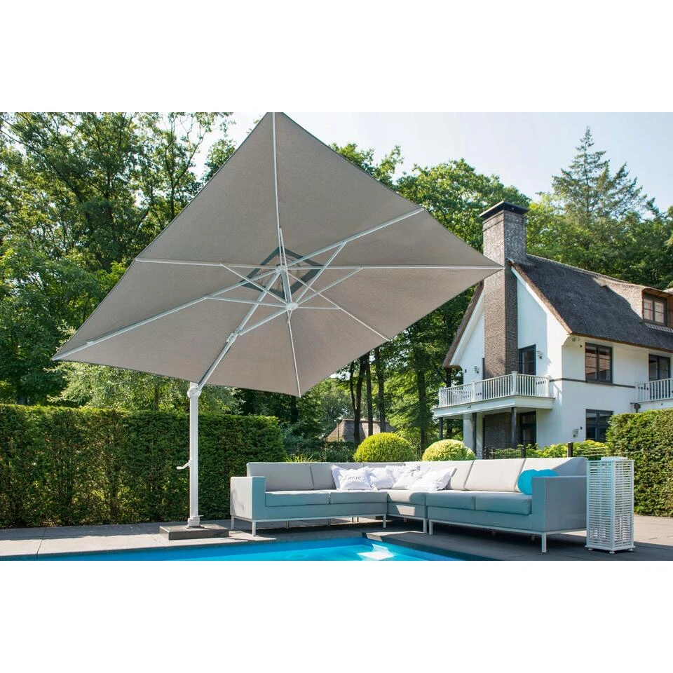 4-Seasons Zweefparasol Siesta Premium 300 X 300 Cm - Mid Grey - Afbeelding 4