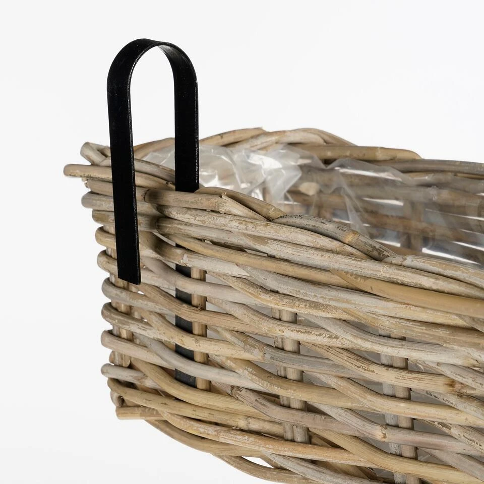 Mica Decorations Marcia Balkon Plantenbak - Set Van 3 - Rotan - Grijs - Afbeelding 2