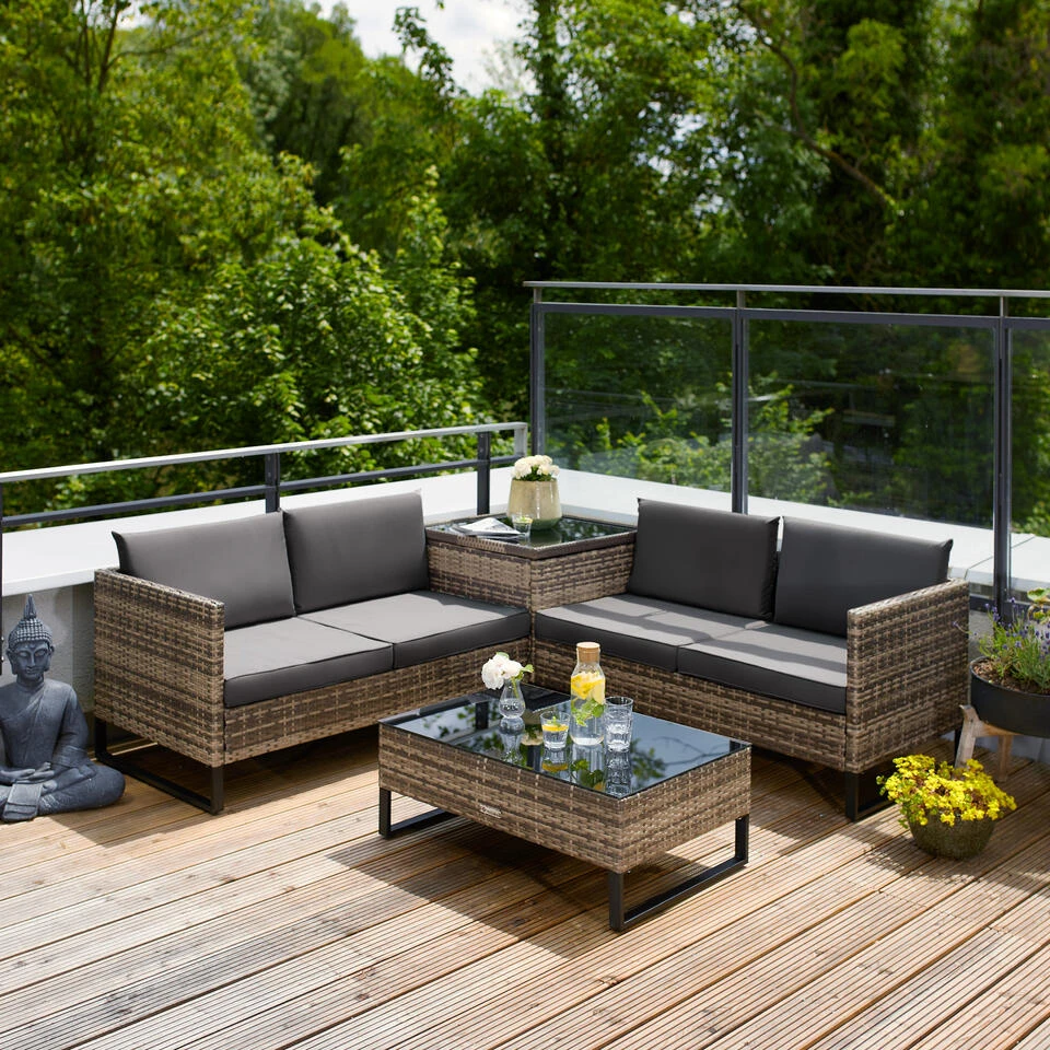 Tectake - Wicker Loungeset - Ostuni Natuurkleur - Afbeelding 2