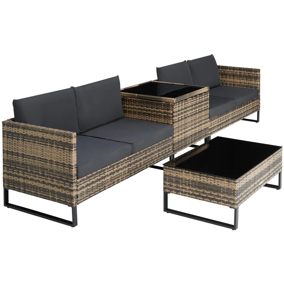 Tectake - Wicker Loungeset - Ostuni Natuurkleur - Afbeelding 4