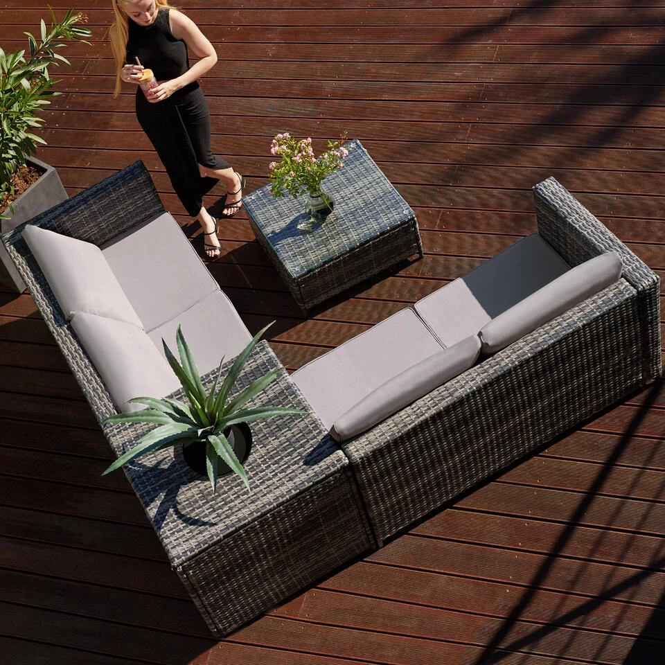 Tectake - Loungeset Siena - Wicker - Zwart - Afbeelding 4