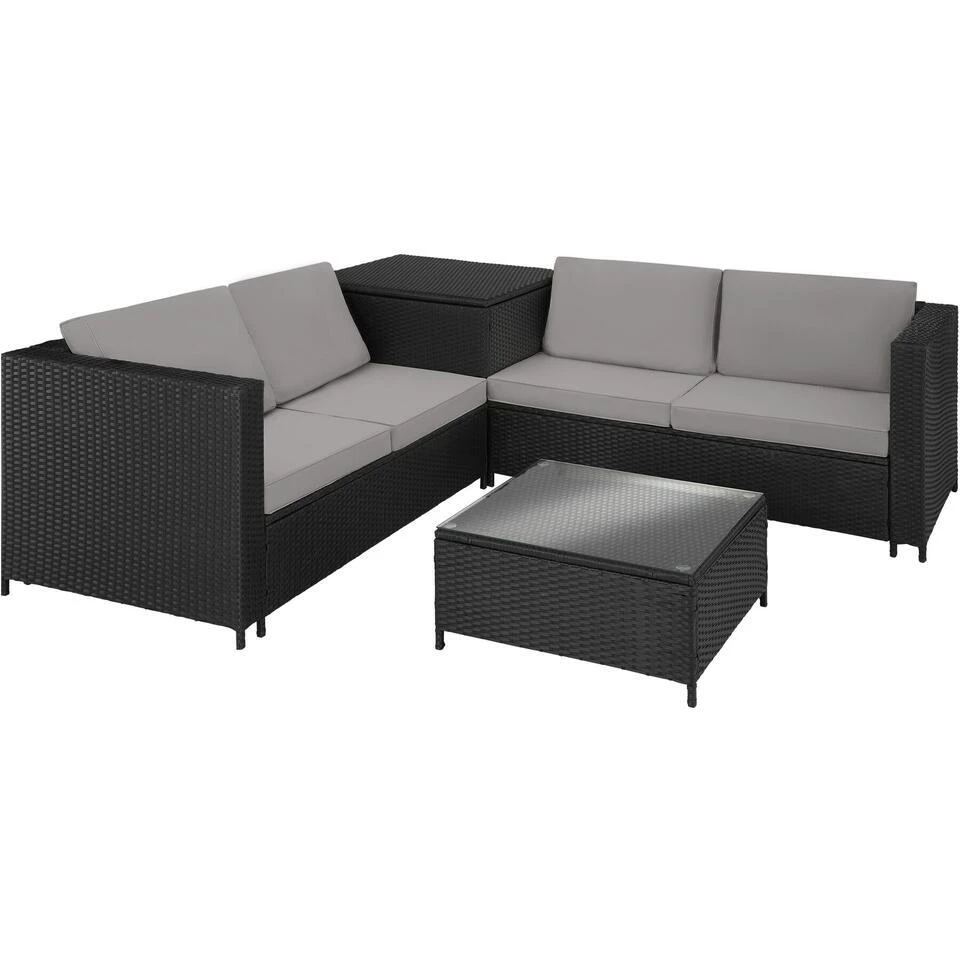 Tectake - Loungeset Siena - Wicker - Zwart
