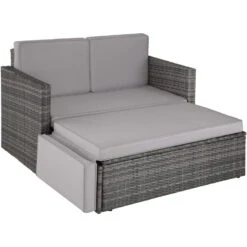 Tectake - Loungesofa Corfu-wicker Tuinset- Grijs