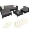 Tectake - Loungeset Met Tafel - Incl. 2 Overtreksets - Zwart