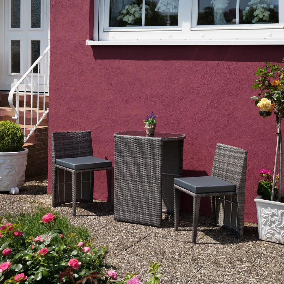 Tectake - Wicker Tuinset Bistroset - Hamburg - Natuurkleur - Afbeelding 3
