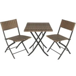 Tectake - Tuinset Balkonset - 2 Stoelen En 1 Tafel - Natuurkleur