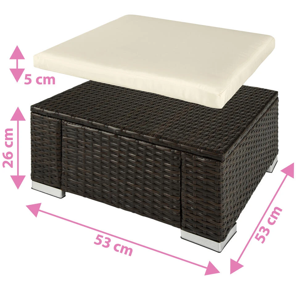 Tectake - Wicker Zitkruk Bruin Mix - 53 X 53 X 26 Cm - Afbeelding 4