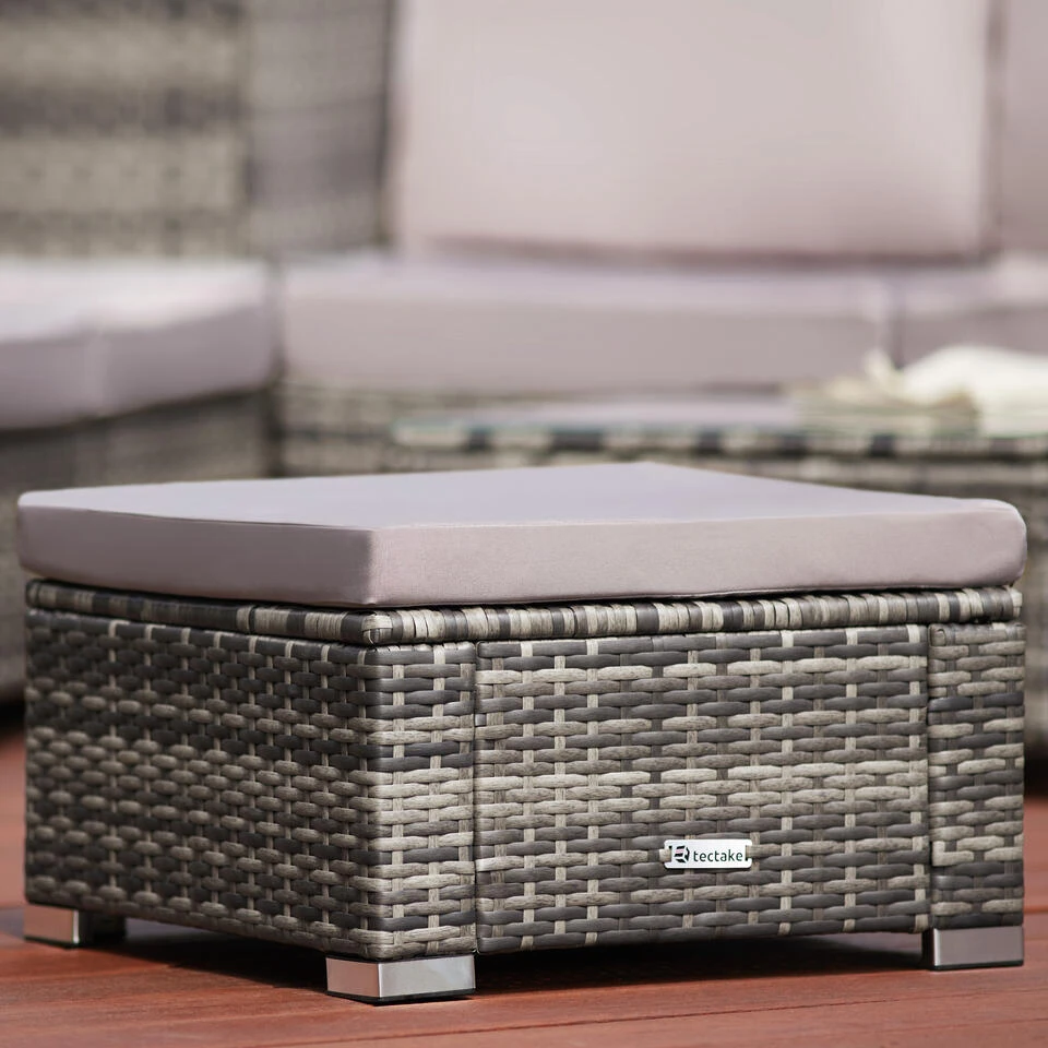 Tectake - Wicker Zitkruk Zwart - 53 X 53 X 26 Cm - Afbeelding 2