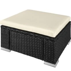 Tectake - Wicker Zitkruk Zwart - 53 X 53 X 26 Cm