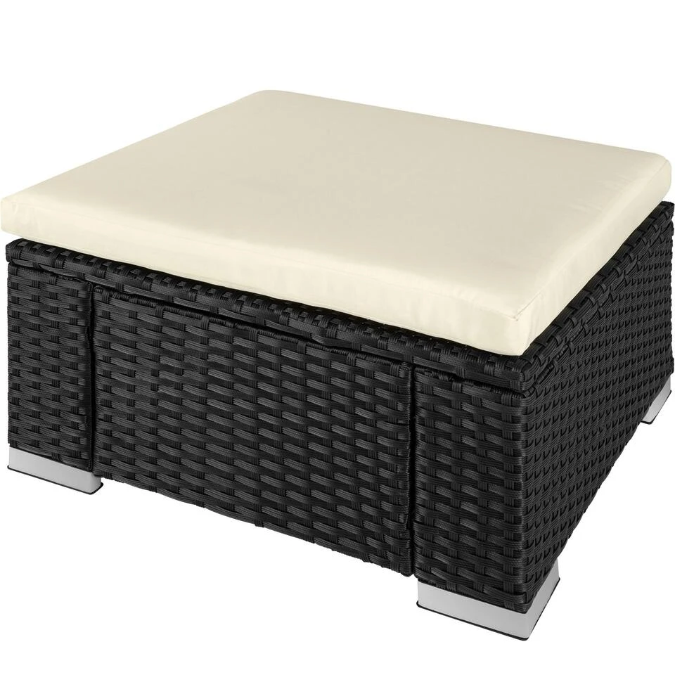 Tectake - Wicker Zitkruk Zwart - 53 X 53 X 26 Cm