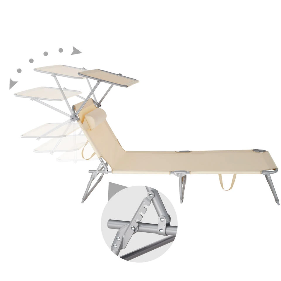 Tectake - Zonnestoel Chloé - Set Van 2 Ligbedden - Beige - Afbeelding 4