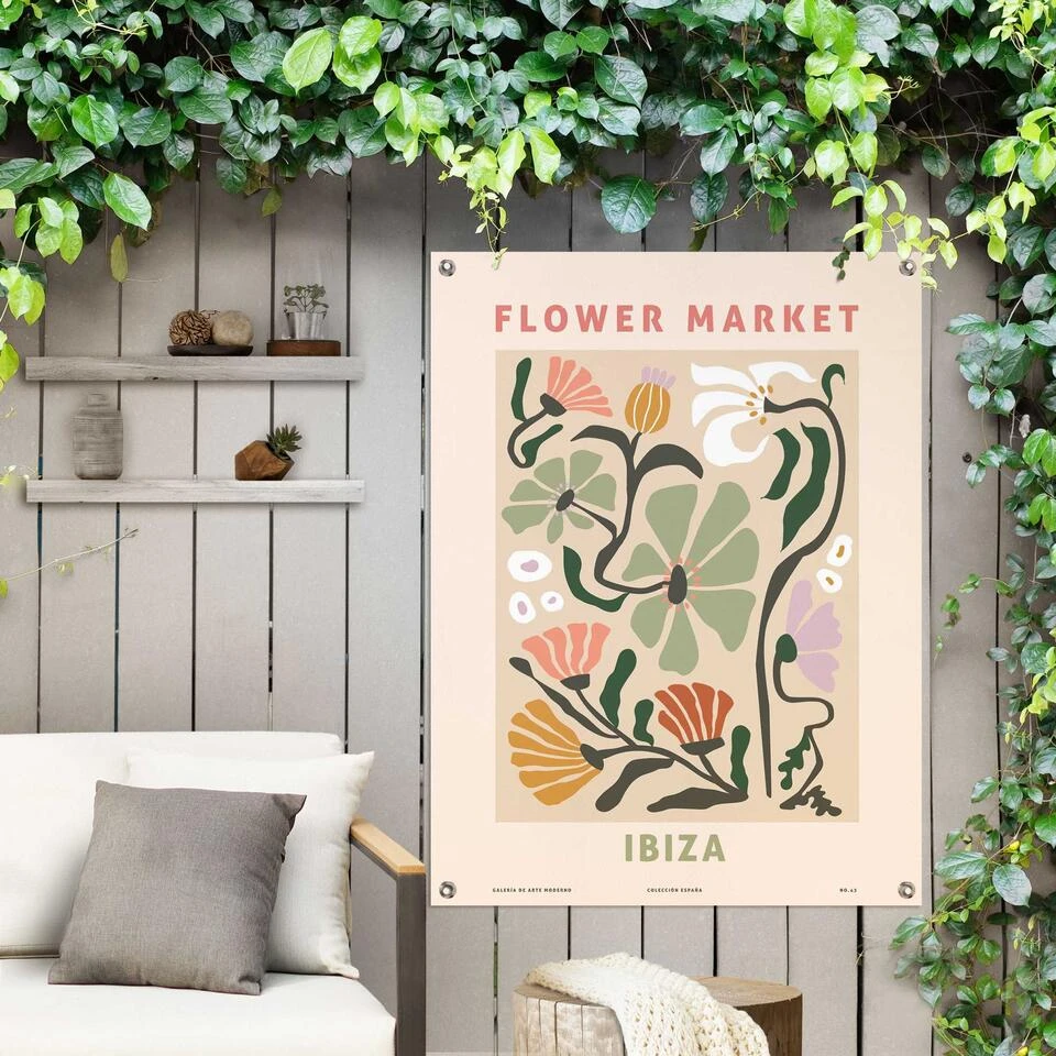 Tuinposter Flower Market 80x60 Cm Roze - Afbeelding 2