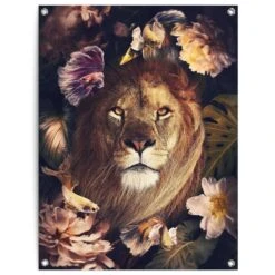 Tuinposter Jungle Lion 80x60 Cm Bruin