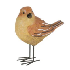 Merkloos Decoratie Tuinbeeld Vogeltje - Lijster - Metaal - 10 Cm