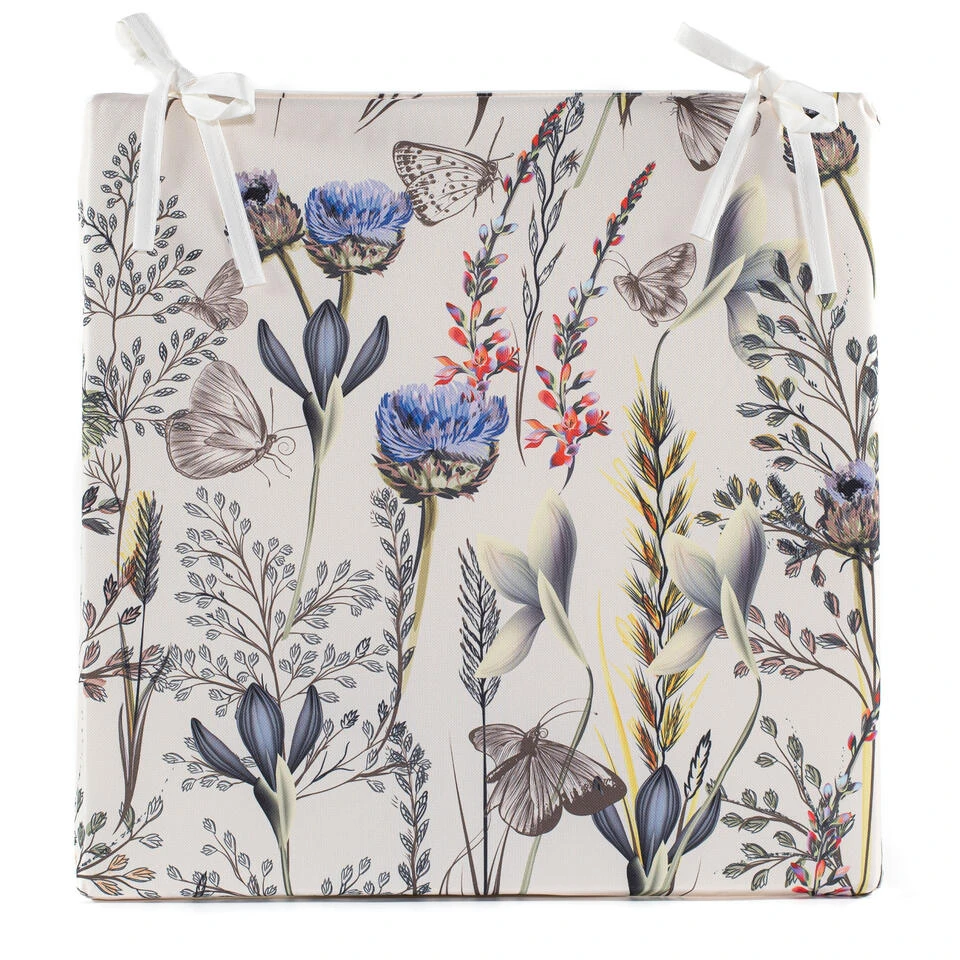 Anna's Collection Stoelkussen Bloem - Wit/paars - 40 X 40 Cm