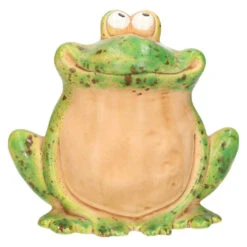 Merkloos Tuinbeeld Kikker Zittend - Kunststeen - H17 Cm - Groen