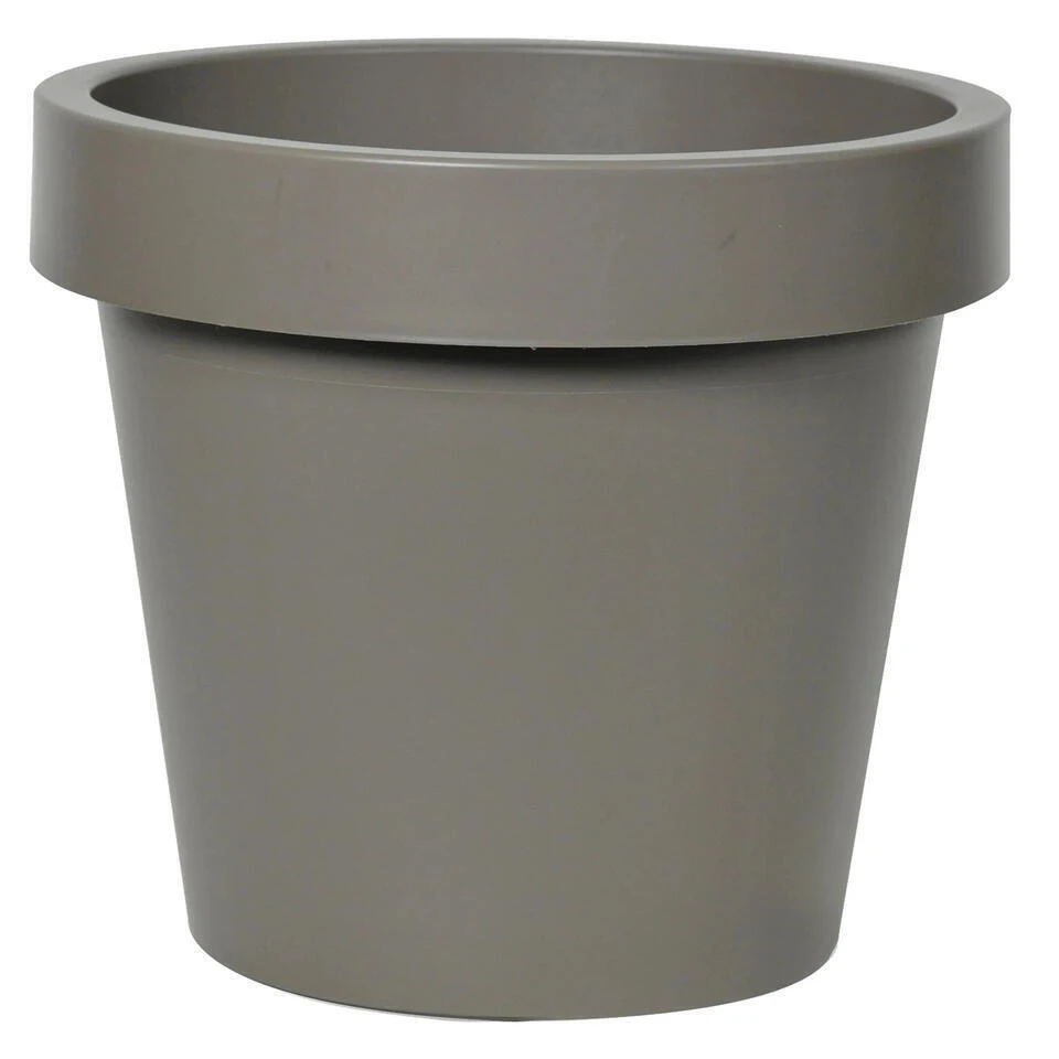 Mega Collections Plantenpot/bloempot - Kunststof - Taupe - D25 Cm
