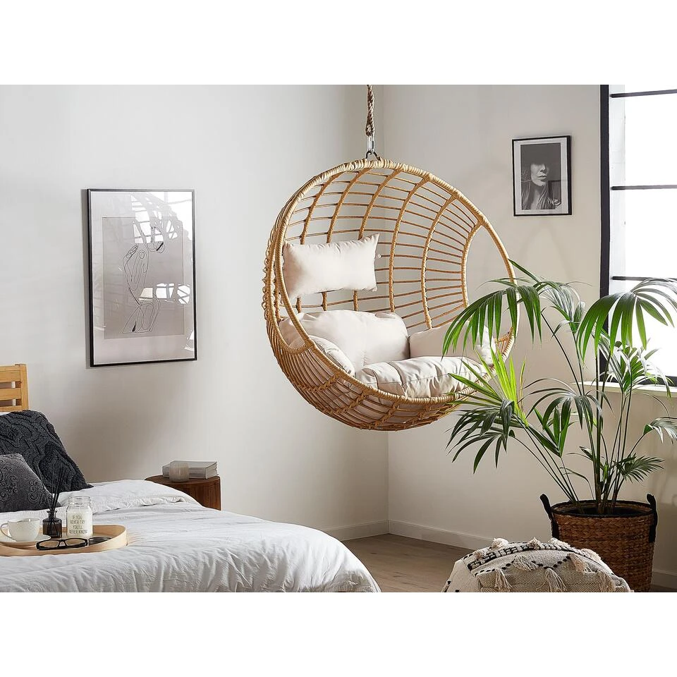 Beliani Hangstoel ASPIO - Beige Pe Rotan - Afbeelding 2