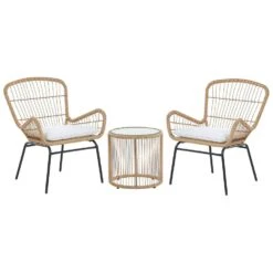 Beliani Bistroset LABICO - Beige Pe Rotan